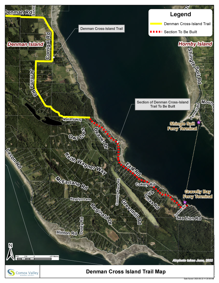 Denman Island Cross Island Trail Map